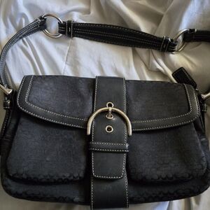Coach Black Shoulder Bag with Silver Accents